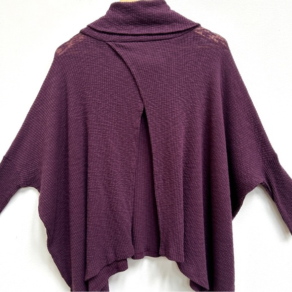 Free People Beach Traveler Cowl Neck Pullover Split Back Top in Purple, Size M - Picture 9 of 11